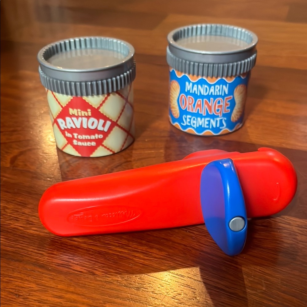 Melissa & Doug Red and Blue Toy Can Opener with Cans